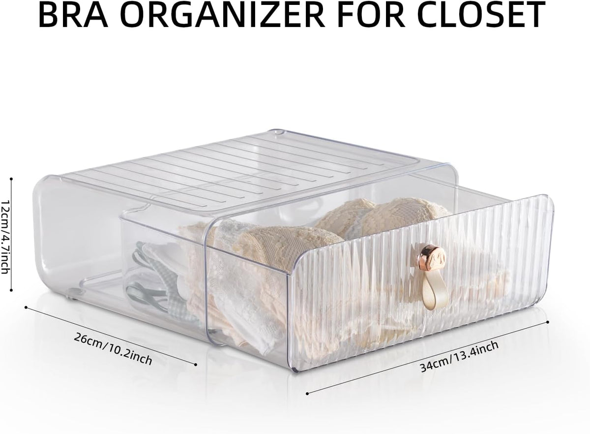 Underwear Drawer Organizer, Stackable Bra Organizer for Closet, 1 Cell Bra Storage, Sock and Underwear Organizer, Closet Organizers and Storage Drawer for Bra, Socks, Tie, Belt, Scarf