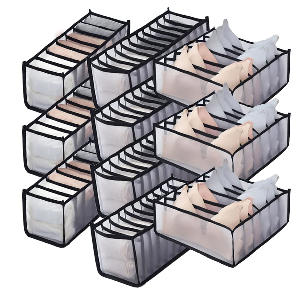Clothing Storage Set for Socks, Underwear,Ties, Black, 3PCS