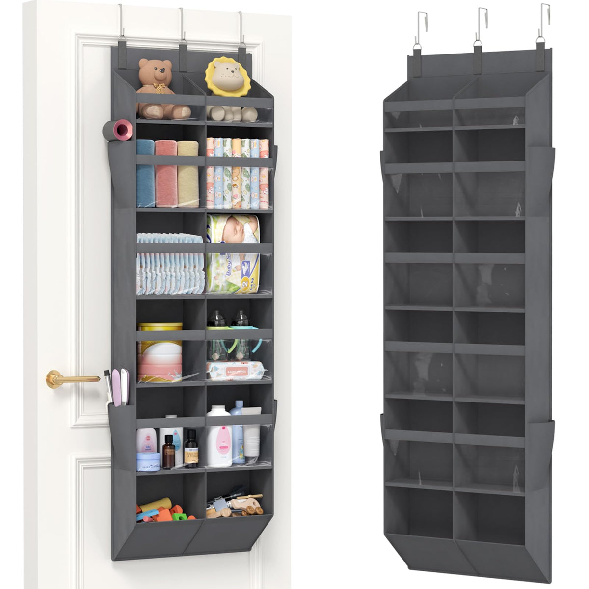 Lifewit 1 Pack Over the Door Organizer 5 Section Hanging Storage, Dark Gray