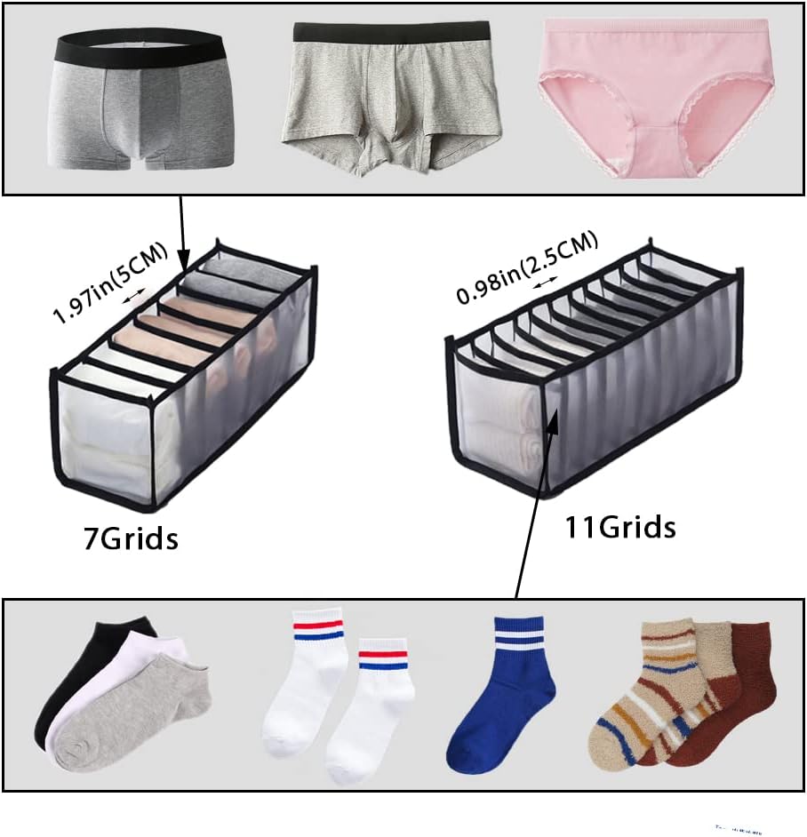 Clothing Storage Set for Socks, Underwear,Ties, Black, 3PCS