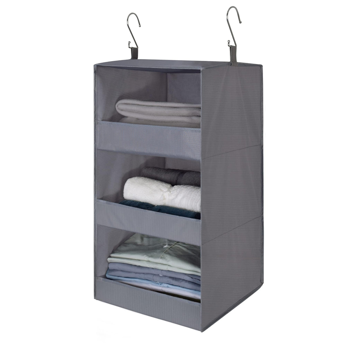 GRANNY SAYS 3-Shelf Hanging Closet Organizer, Foldable Storage, Gray