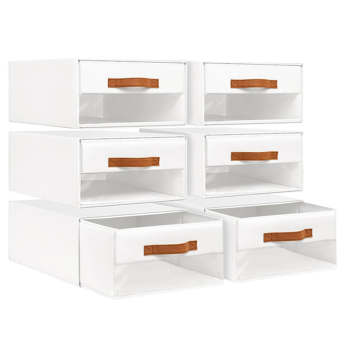 DIMJ Closet Organizers and Storage - Fabric Bins with Drawers for Closet Foldable Clothes Organizers with Clear Window, Stackable Storage Drawers Units for Bedroom, Living Room, 4-Pack, Grey