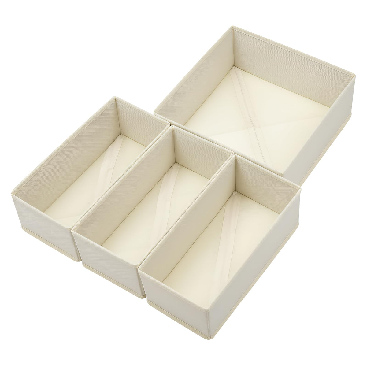 Bructhun Drawer Organizer Set of 4- Fabric Storage Bins for Clothes, Underwear, Socks & Bras - 11" Dresser Dividers for Bedroom Closet