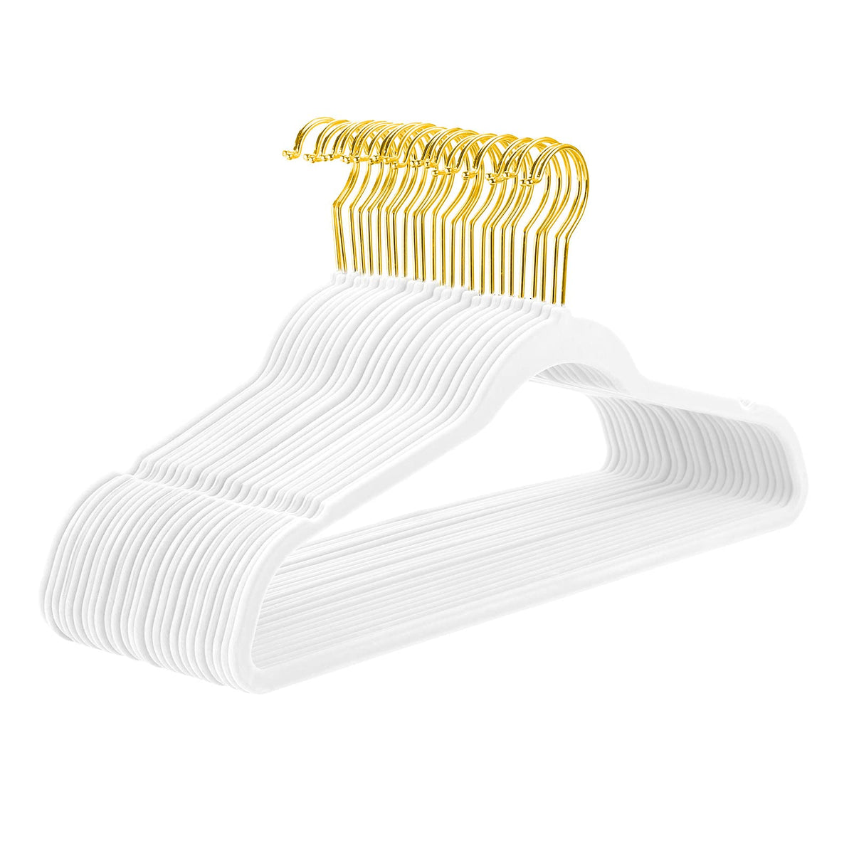 MIZGI Premium Velvet Hangers Pack 60 Pcs Heavyduty - Non Slip Slimline - Velvet Suit Hangers White - Gold Hooks,Space Saving Clothes Hangers
