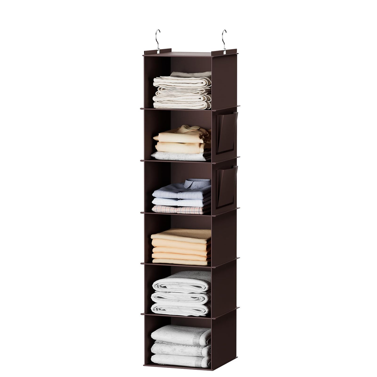 YOUDENOVA Hanging Closet Organizer and Storage, 6-Shelf, 2 Packs, Grey