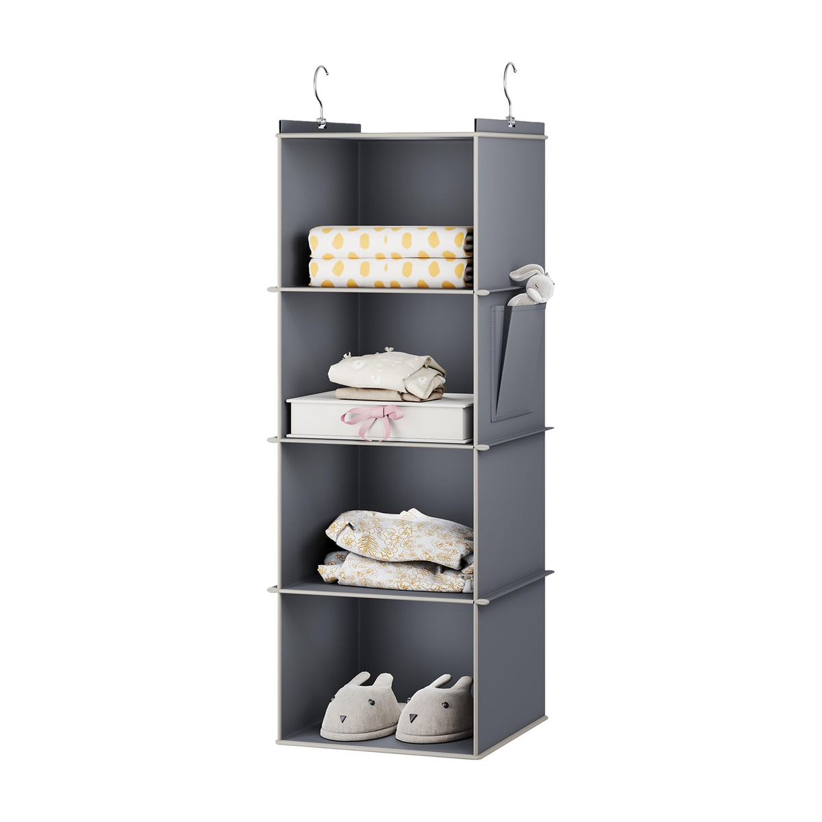 YOUDENOVA Hanging Closet Organizer and Storage for Clothes, 4-Shelf, Beige