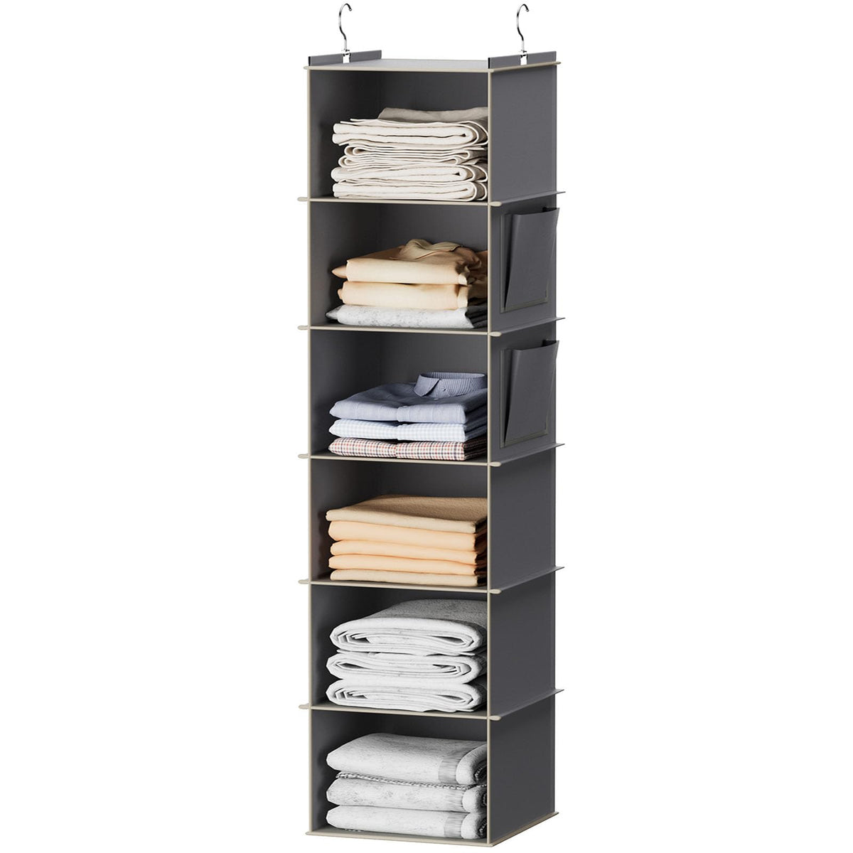 YOUDENOVA Hanging Closet Organizer and Storage, 6-Shelf, 2 Packs, Grey