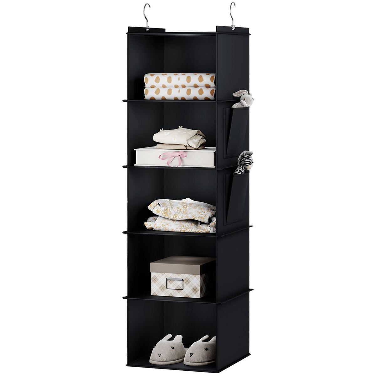 YOUDENOVA Hanging Closet Organizer and Storage for Clothes, 4-Shelf, Beige