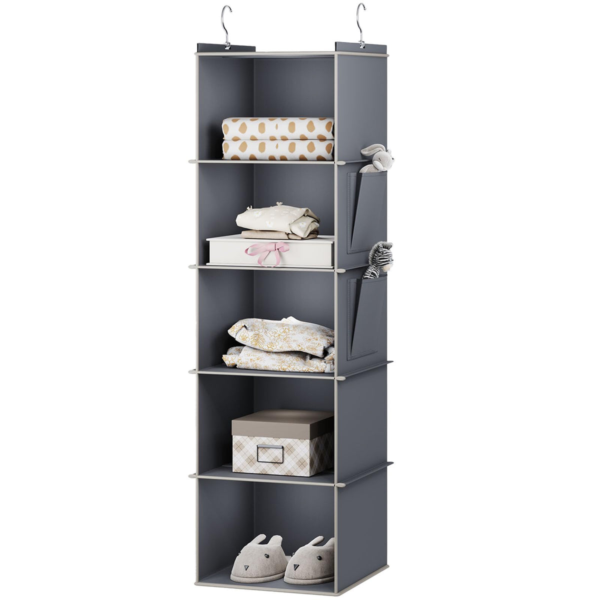 YOUDENOVA Hanging Closet Organizer and Storage for Clothes, 4-Shelf, Beige