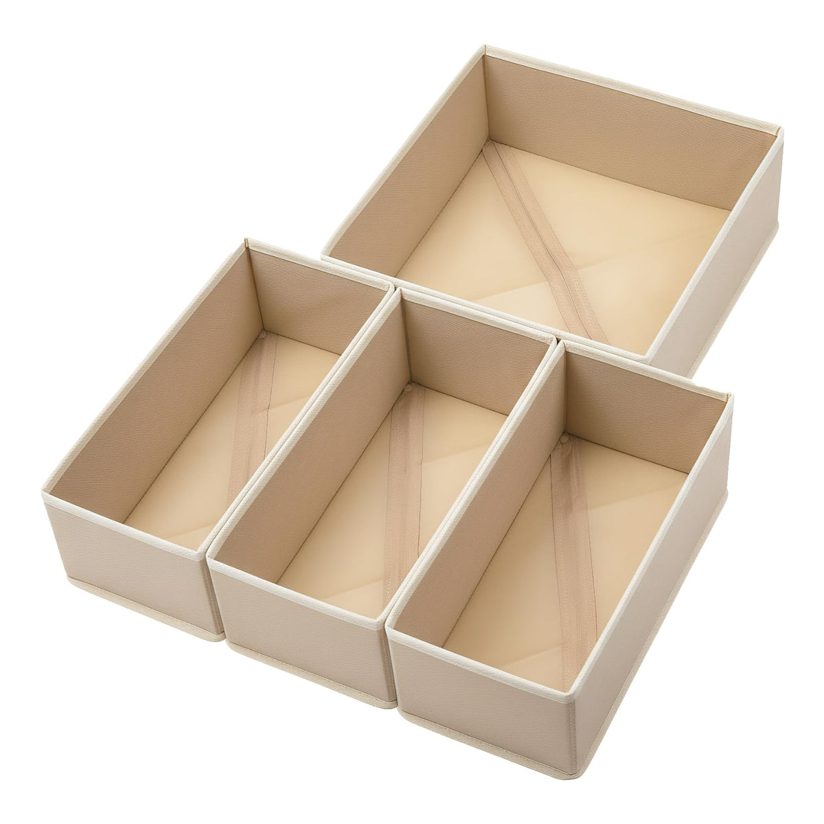 Bructhun Drawer Organizer Set of 4- Fabric Storage Bins for Clothes, Underwear, Socks & Bras - 11" Dresser Dividers for Bedroom Closet