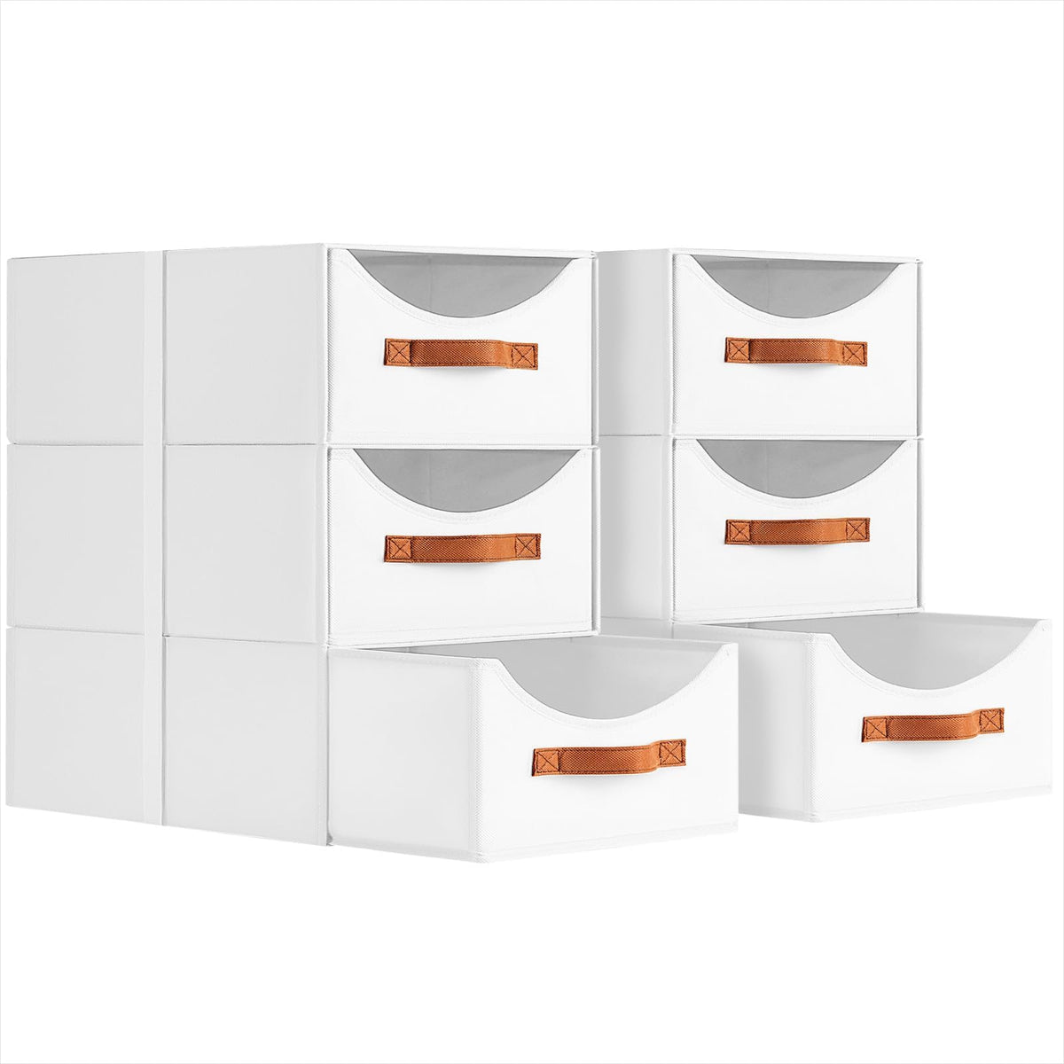 Homsorout Stackable Storage Drawers - Collapsible Storage Bins with Drawers, 4 Pack Closet Shelf Organizer Basket, Fabric Pull Out Organizer for Bedroom, Living Room, Dorm, Beige