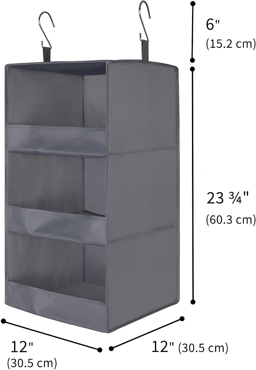 GRANNY SAYS 3-Shelf Hanging Closet Organizer, Foldable Storage, Gray