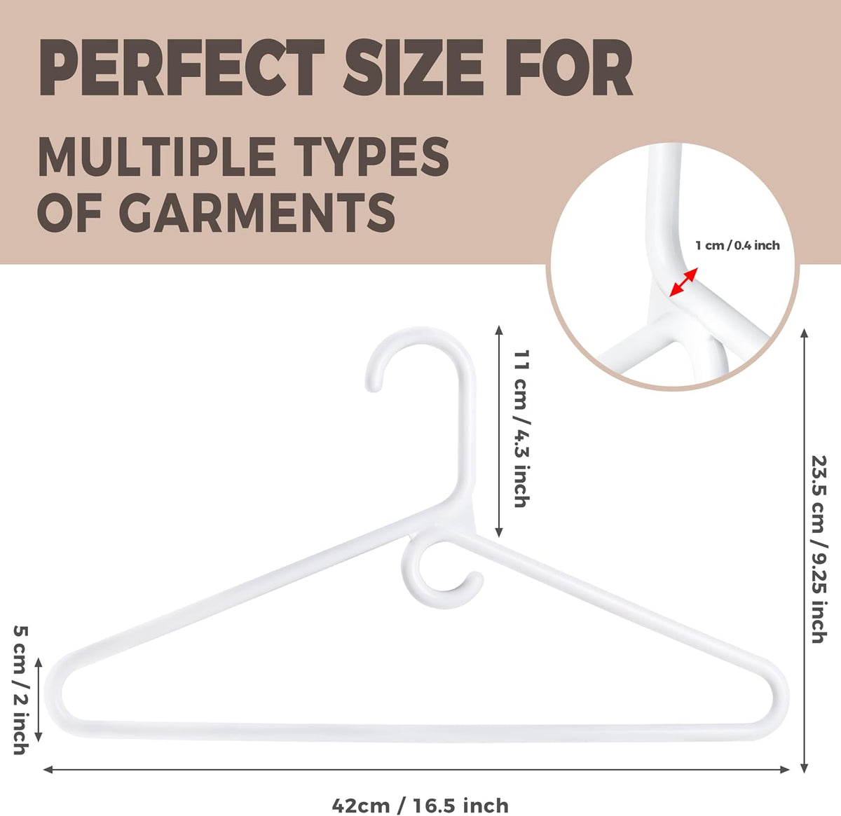 Quality White Plastic Hangers 30 Pack - Super Thick Heavy Duty Multipack for Clothes - Strong Standard Closet Clothing Hangers with Hook for Scarves and Belts-17 for Coats (White, 30)