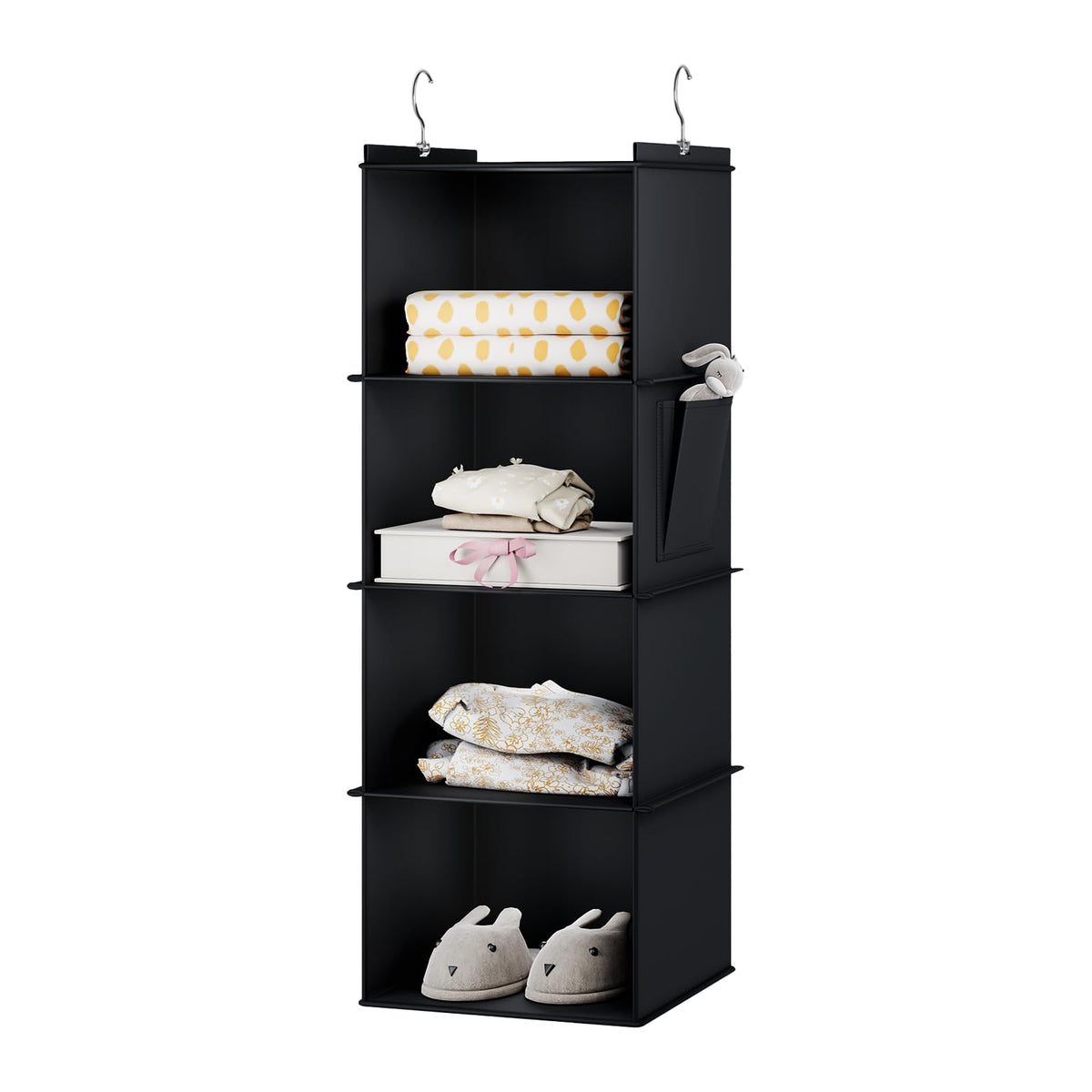 YOUDENOVA Hanging Closet Organizer and Storage for Clothes, 4-Shelf, Beige