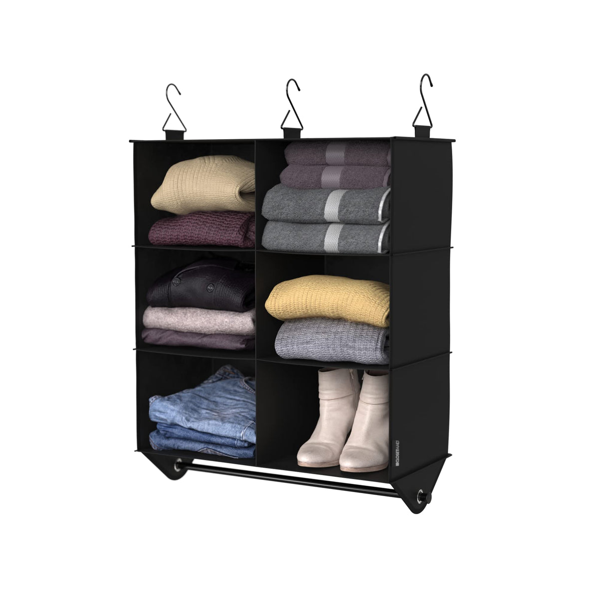 ClosetMaid 10-Shelf Fabric Hanging Shoe Storage Organizer for Closet, Charcoal Black
