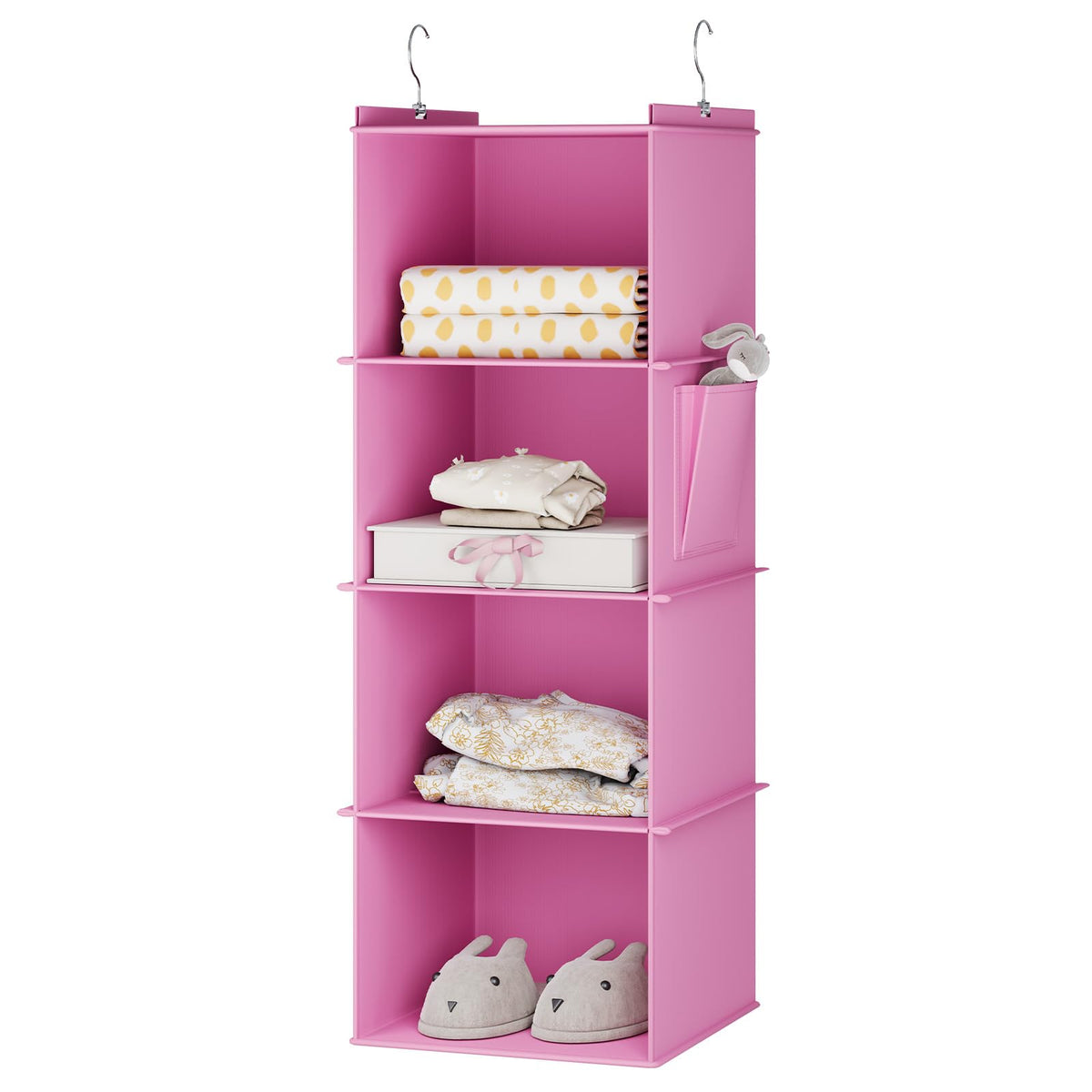 YOUDENOVA Hanging Closet Organizer and Storage for Clothes, 4-Shelf, Beige