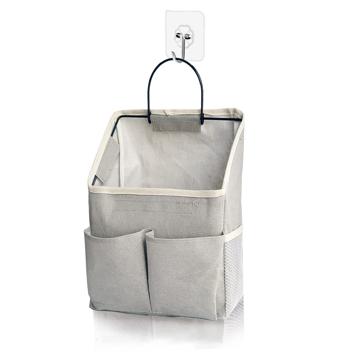 2 Pack Wall Hanging Storage Bag,Wall Hanging Organizer with Pockets, Hanging storage basket for Dormitory Bathroom Bedroom (Grey-upgraded)
