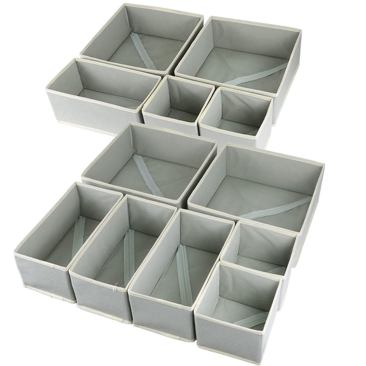 Fordonral 12 Pack Drawer Organizer Clothes, Foldable Fabric Dresser Organizer Closet Organizers and Storage Box for Underwear,Folded Clothes,Baby Clothing,Socks,Bra,Towels,Ties(12 Pack,Beige)