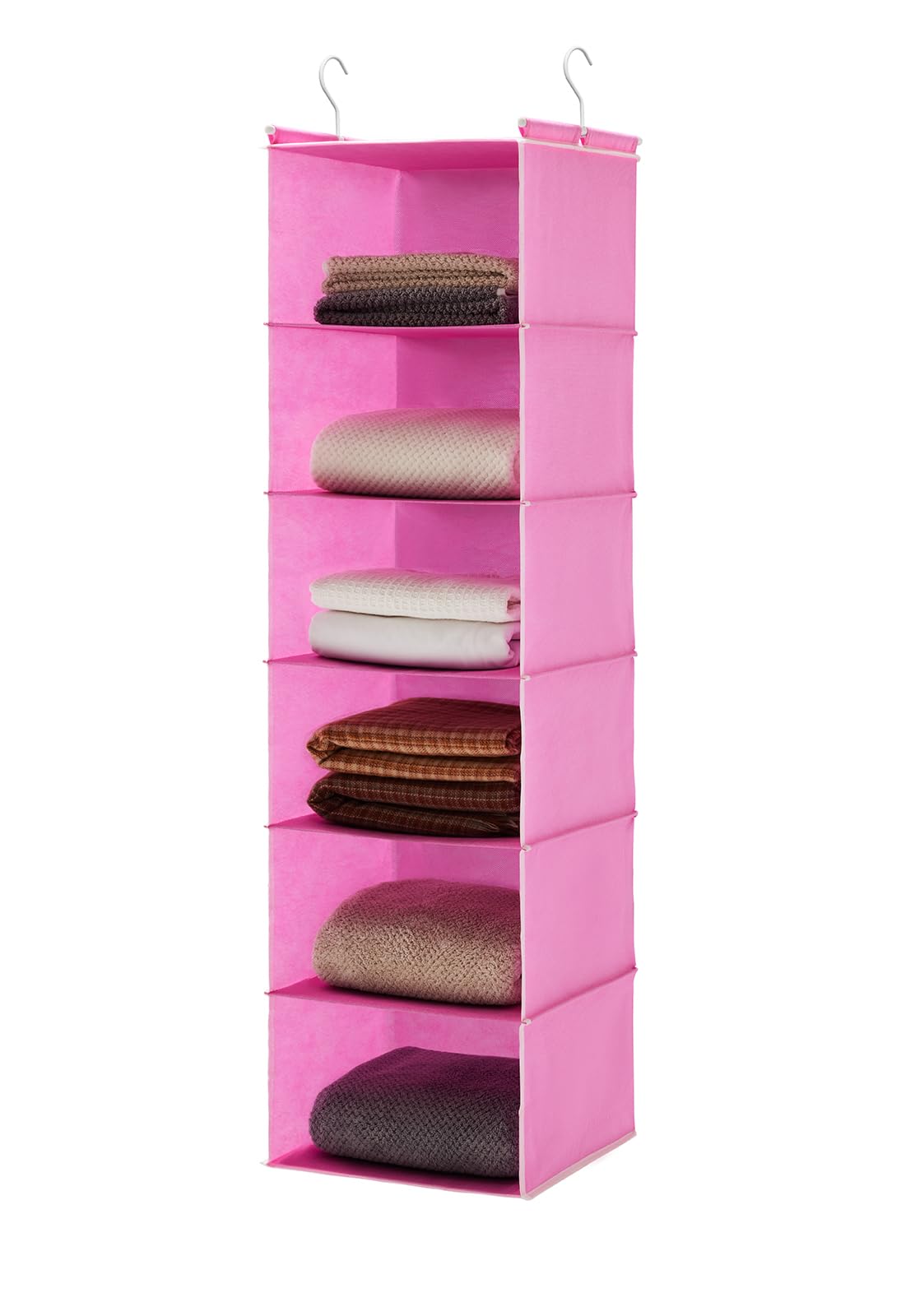 MAX Houser 6 Tier Shelf Hanging Closet Organizer with 2 Hooks, Beige