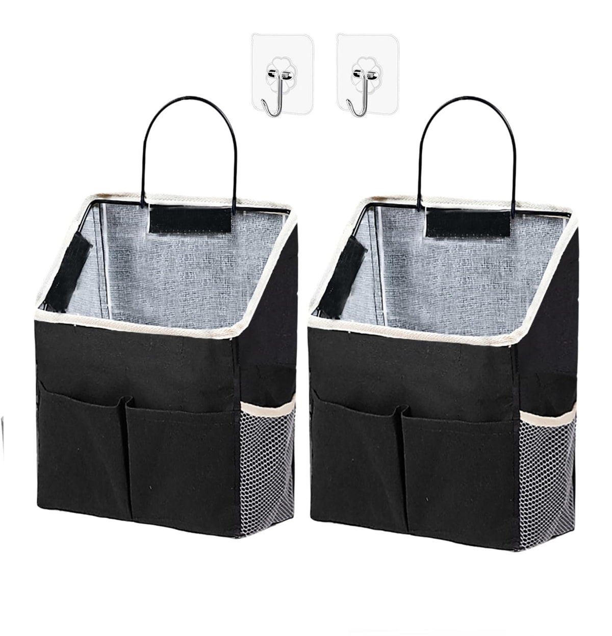 2 Pack Wall Hanging Storage Bag,Wall Hanging Organizer with Pockets, Hanging storage basket for Dormitory Bathroom Bedroom (Grey-upgraded)
