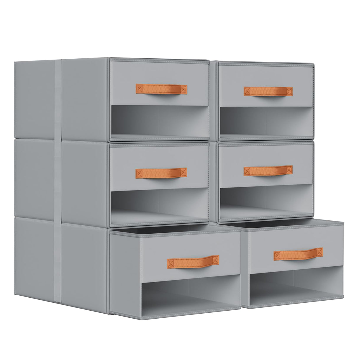 DIMJ Closet Organizers and Storage - Fabric Bins with Drawers for Closet Foldable Clothes Organizers with Clear Window, Stackable Storage Drawers Units for Bedroom, Living Room, 4-Pack, Grey
