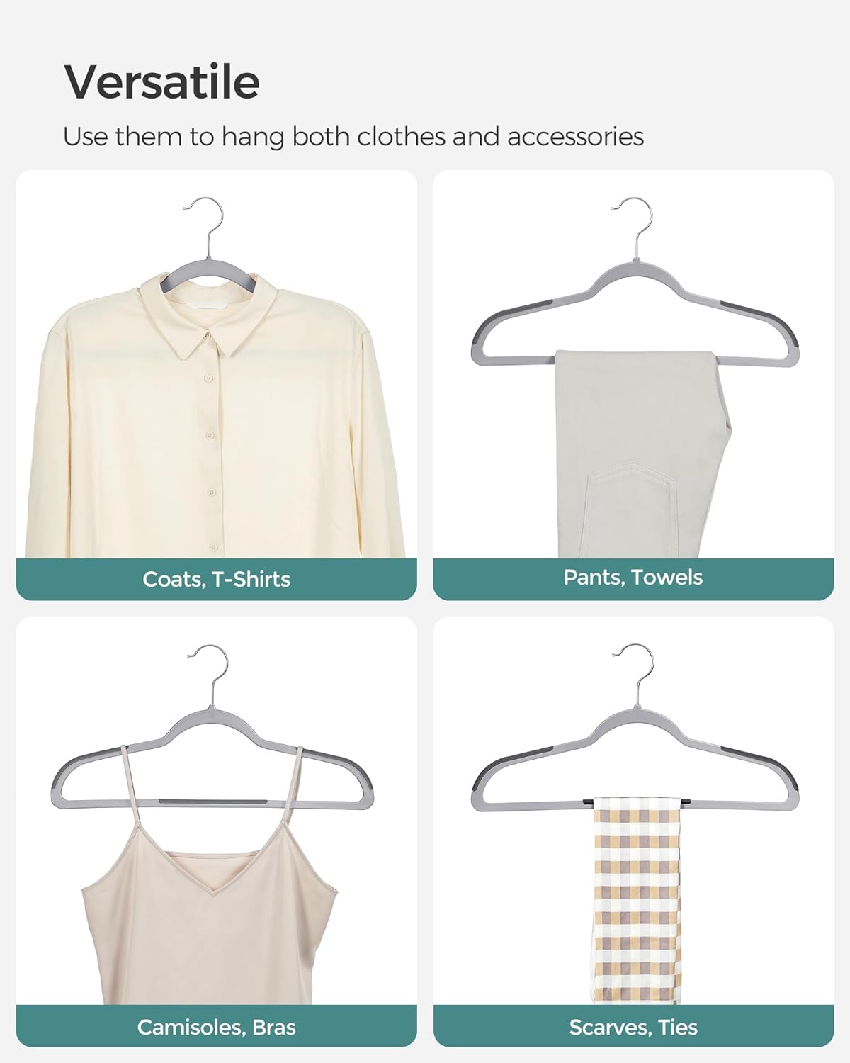 SONGMICS Plastic Clothes Hangers, Pack of 60, Space-Saving