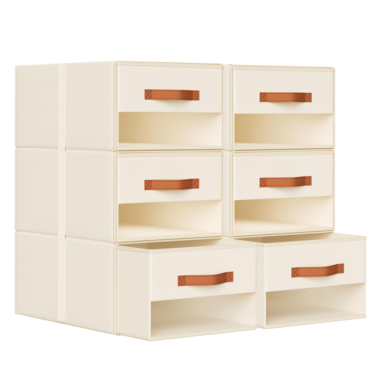 DIMJ Closet Organizers and Storage - Fabric Bins with Drawers for Closet Foldable Clothes Organizers with Clear Window, Stackable Storage Drawers Units for Bedroom, Living Room, 4-Pack, Grey