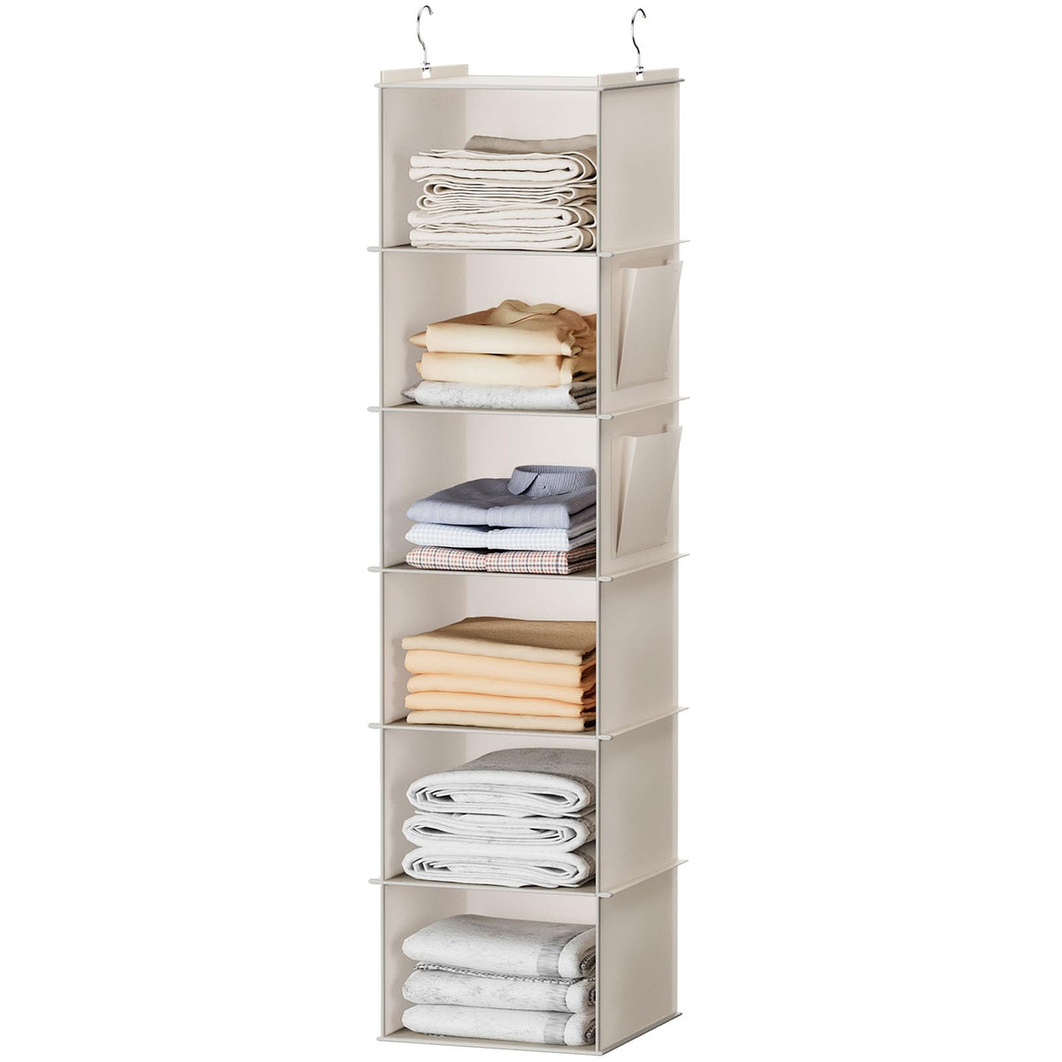 YOUDENOVA Hanging Closet Organizer and Storage, 6-Shelf, 2 Packs, Grey