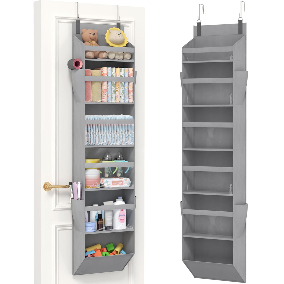 Lifewit 1 Pack Over the Door Organizer 5 Section Hanging Storage, Dark Gray