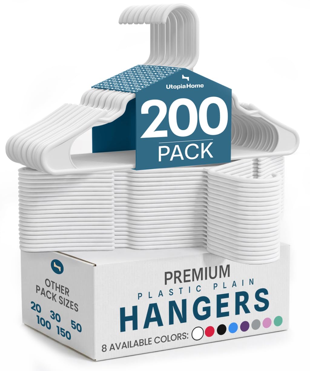 Utopia Home Plastic Hangers 50 Pack – Space Saving Clothes Hanger Black