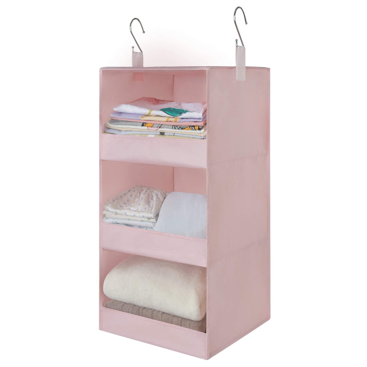 GRANNY SAYS 3-Shelf Hanging Closet Organizer, Foldable Storage, Gray