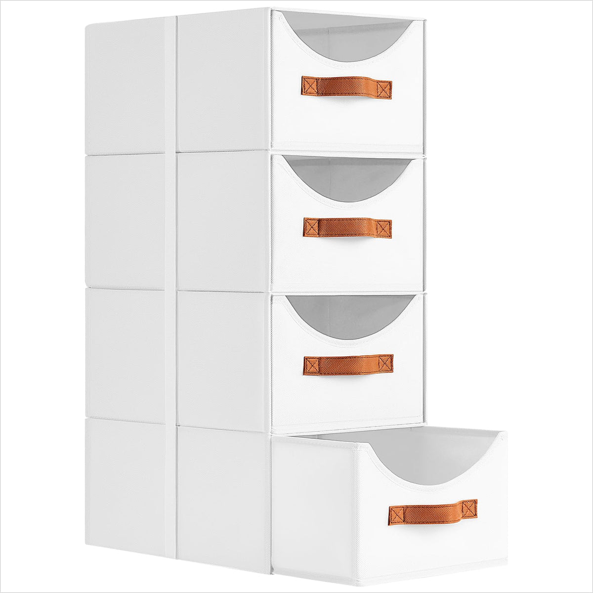 Homsorout Stackable Storage Drawers - Collapsible Storage Bins with Drawers, 4 Pack Closet Shelf Organizer Basket, Fabric Pull Out Organizer for Bedroom, Living Room, Dorm, Beige