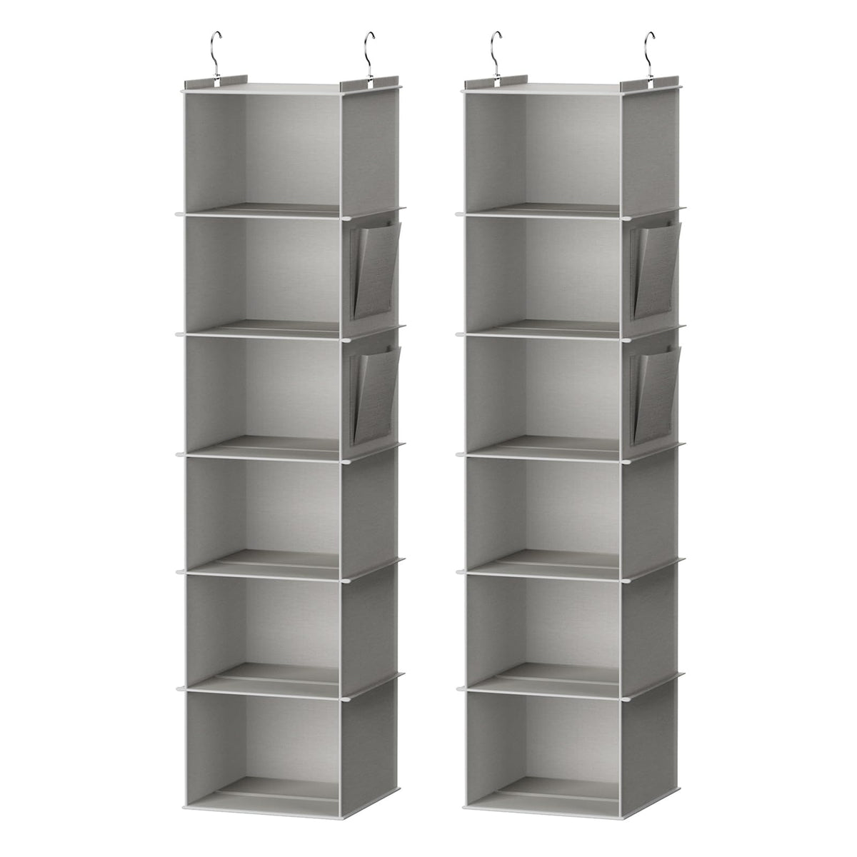 YOUDENOVA Hanging Closet Organizer and Storage, 6-Shelf, 2 Packs, Grey