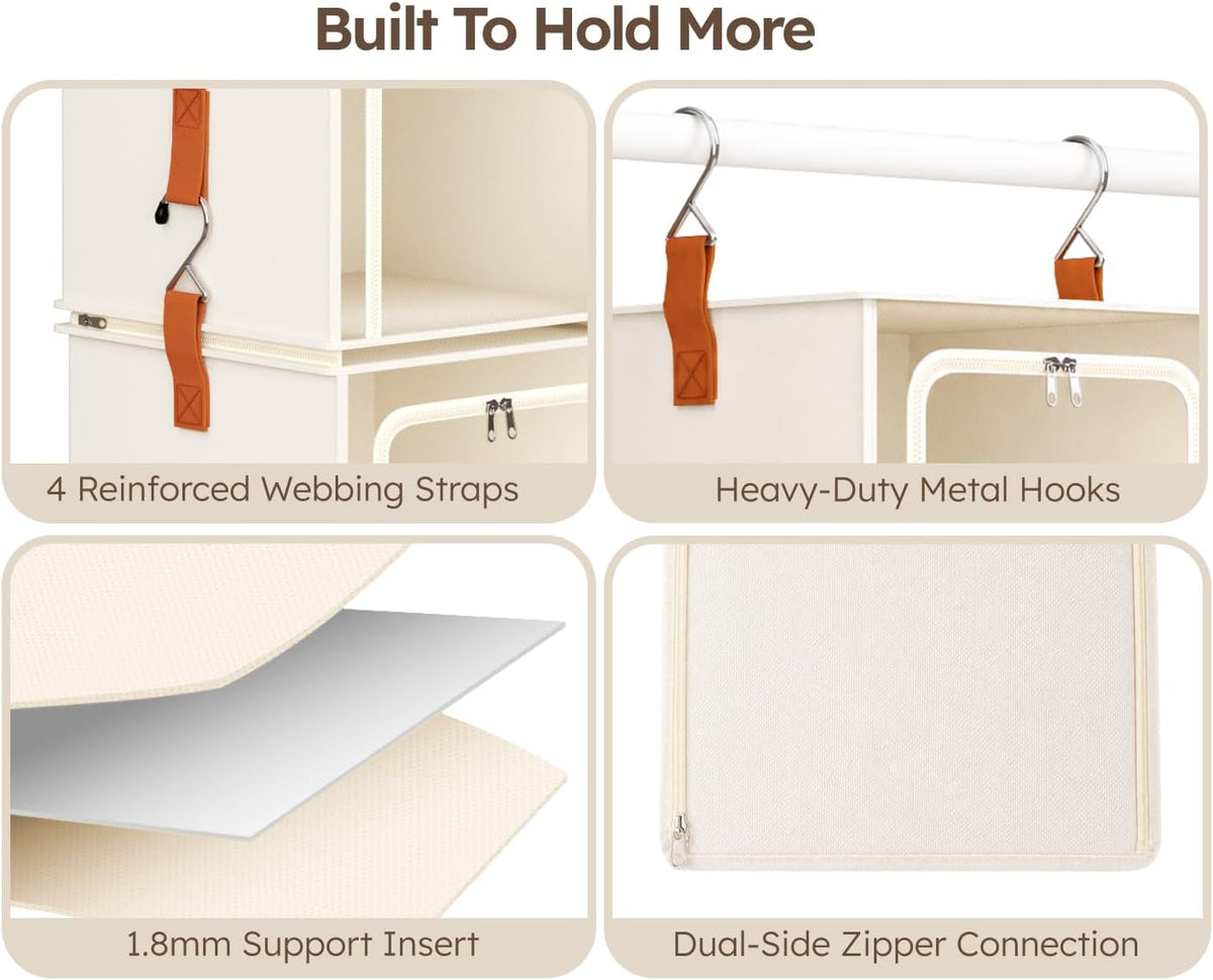 Homsorout 6-Tier Modular Hanging Closet Organizer Shelves, Beige