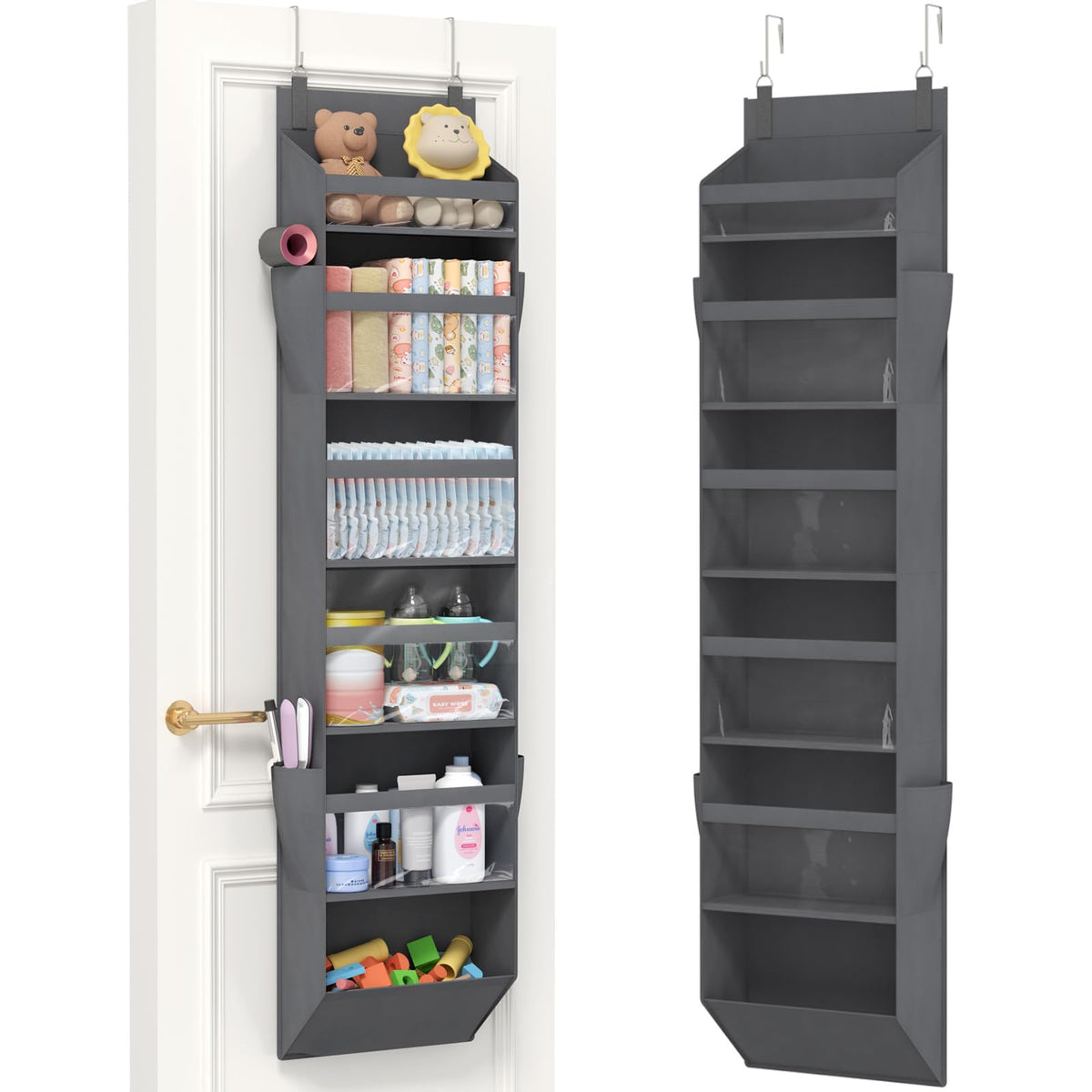 Lifewit 1 Pack Over the Door Organizer 5 Section Hanging Storage, Dark Gray
