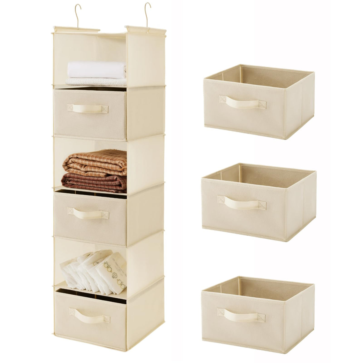 MAX Houser 6 Tier Hanging Closet Organizer with 2 Sturdy Hooks, Grey