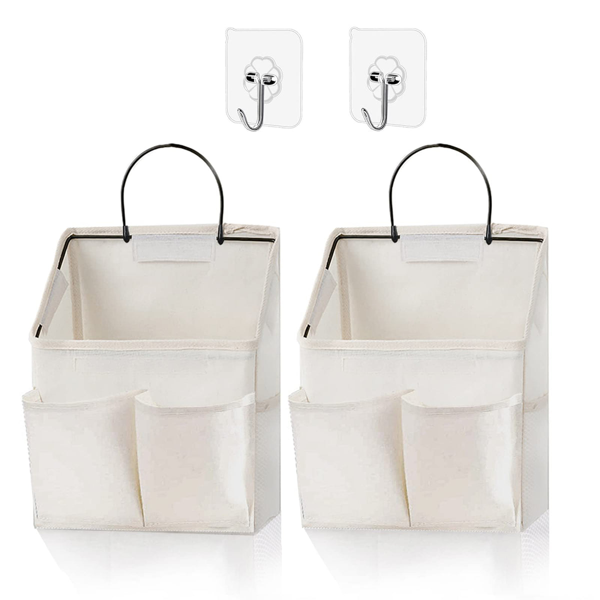 2 Pack Wall Hanging Storage Bag,Wall Hanging Organizer with Pockets, Hanging storage basket for Dormitory Bathroom Bedroom (Grey-upgraded)