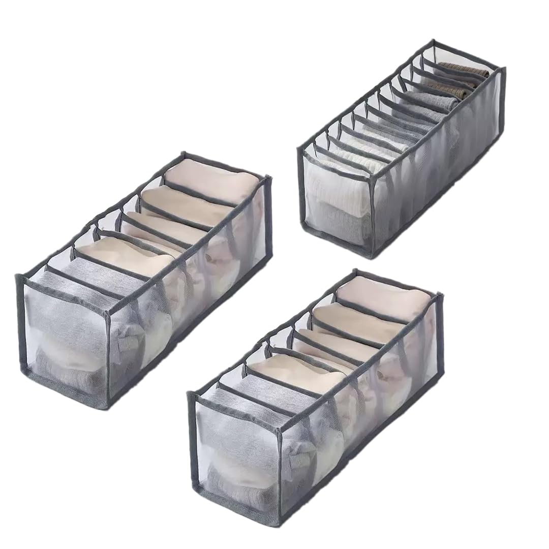Clothing Storage Set for Socks, Underwear,Ties, Black, 3PCS