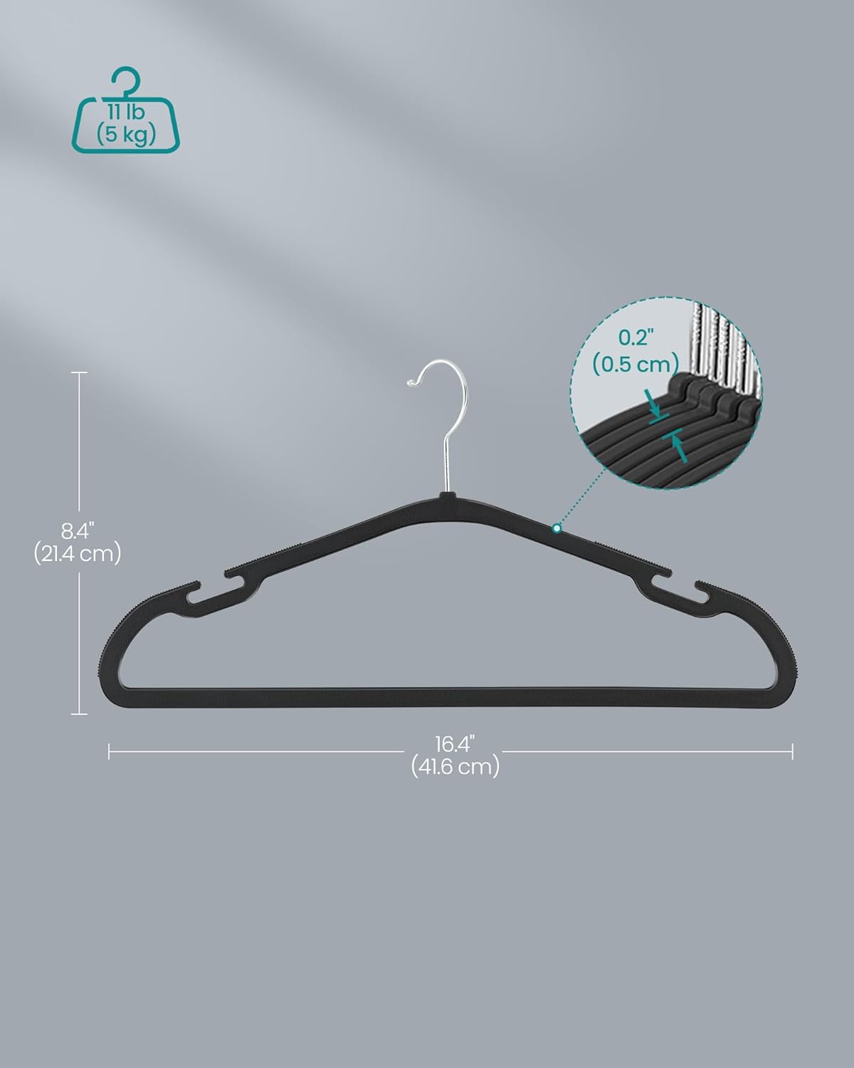 SONGMICS Plastic Hangers 50 Pack, Space-Saving Coat Hangers, 16.4 Inches