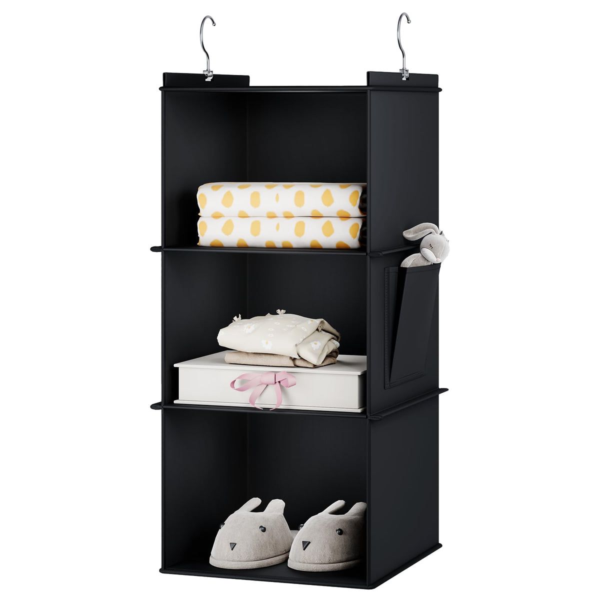 YOUDENOVA Hanging Closet Organizer and Storage for Clothes, 4-Shelf, Beige