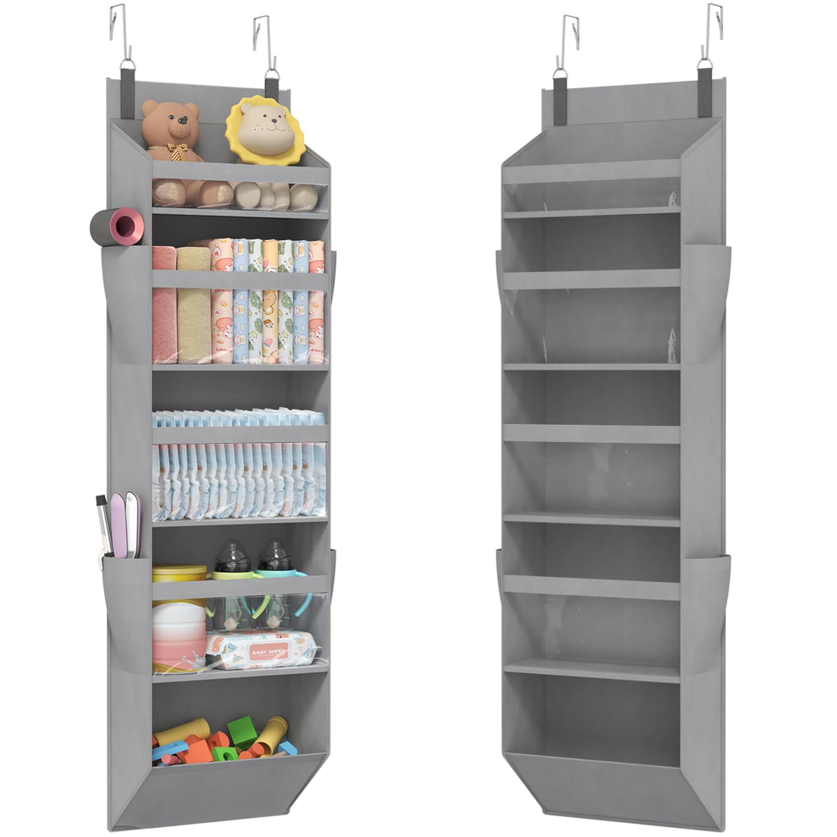 Lifewit 1 Pack Over the Door Organizer 5 Section Hanging Storage, Dark Gray