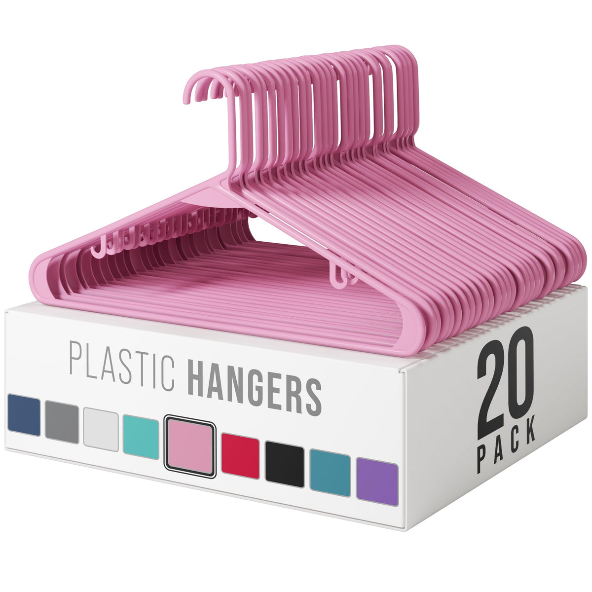 Plastic Hangers 20 Pack White - Clothes Hangers - Makes The Perfect Coat Hanger and General Space Saving Hangers for Closet and New Apartment Essentials - Percheros Ganchos para Colgar Ropa Hangars