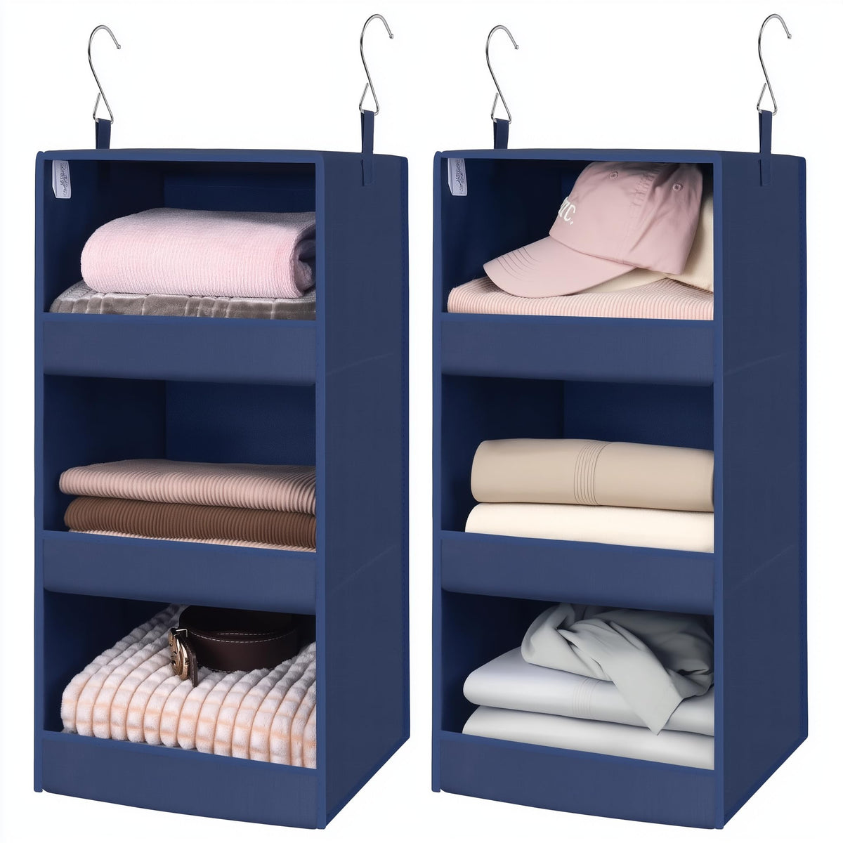 GRANNY SAYS 3-Shelf Hanging Closet Organizer, Foldable Storage, Gray