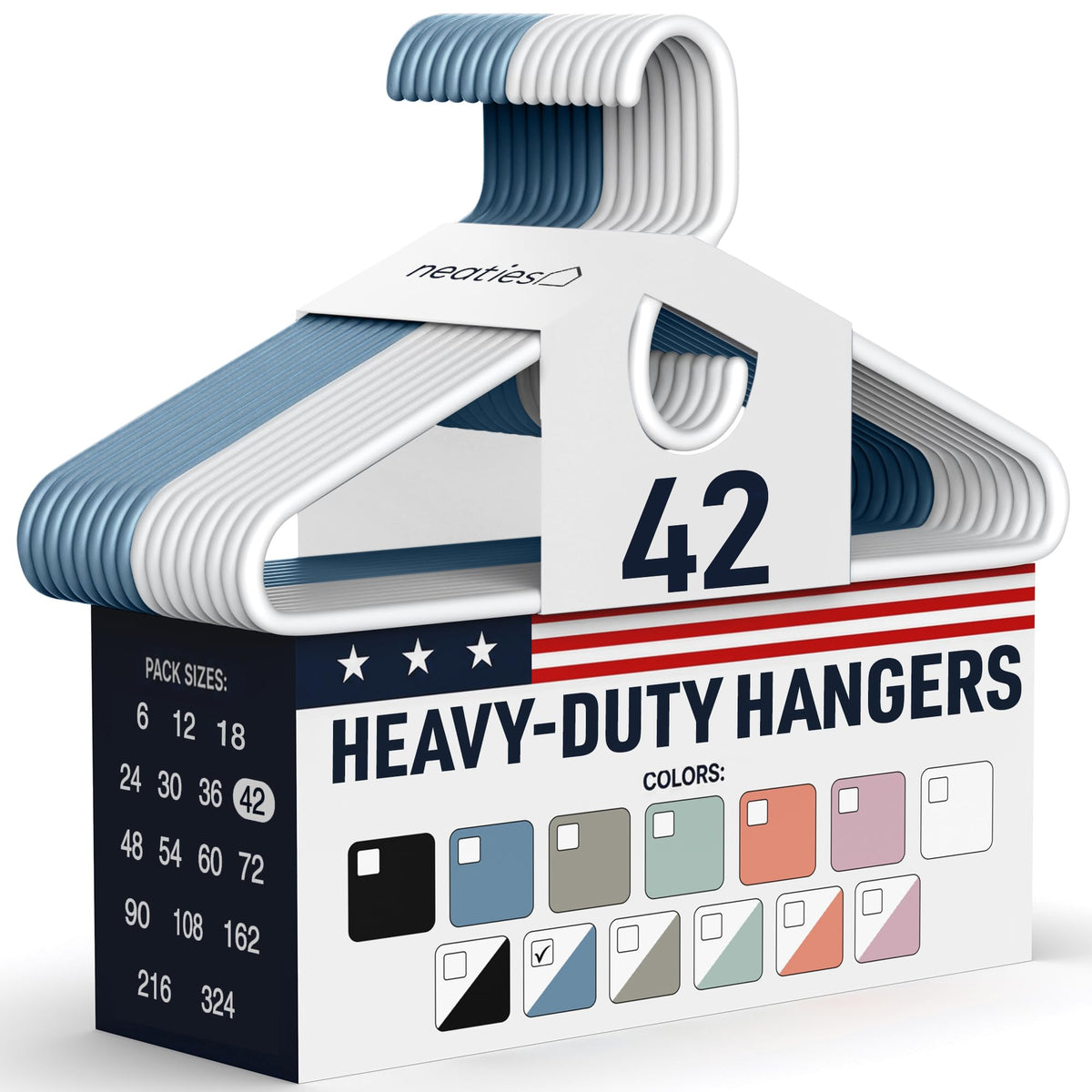 Heavy Duty Clothes Hangers 36 Pack – Made in The USA – 8lb Capacity Plastic Hangers for Adult Clothing – Durable for Pants, Coats, Jackets, or Jeans – White