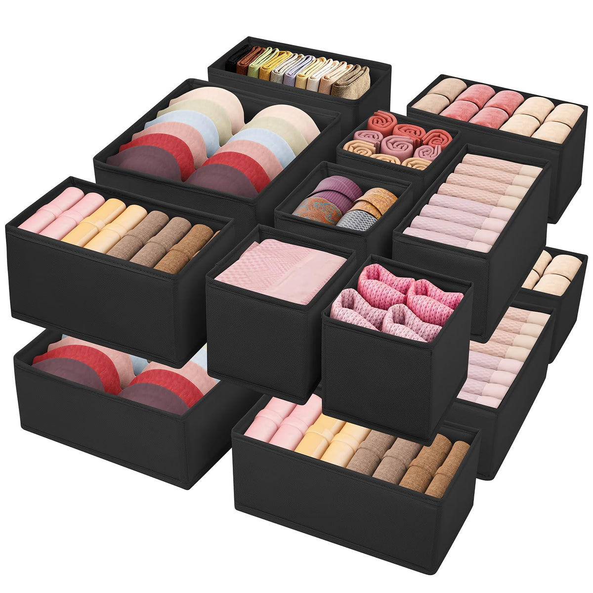 Drawer Clothing Organizer 16-Pack,Fabric Pink Underwear Dividers