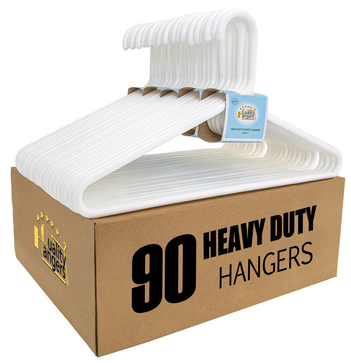 Quality White Plastic Hangers 30 Pack - Super Thick Heavy Duty Multipack for Clothes - Strong Standard Closet Clothing Hangers with Hook for Scarves and Belts-17 for Coats (White, 30)