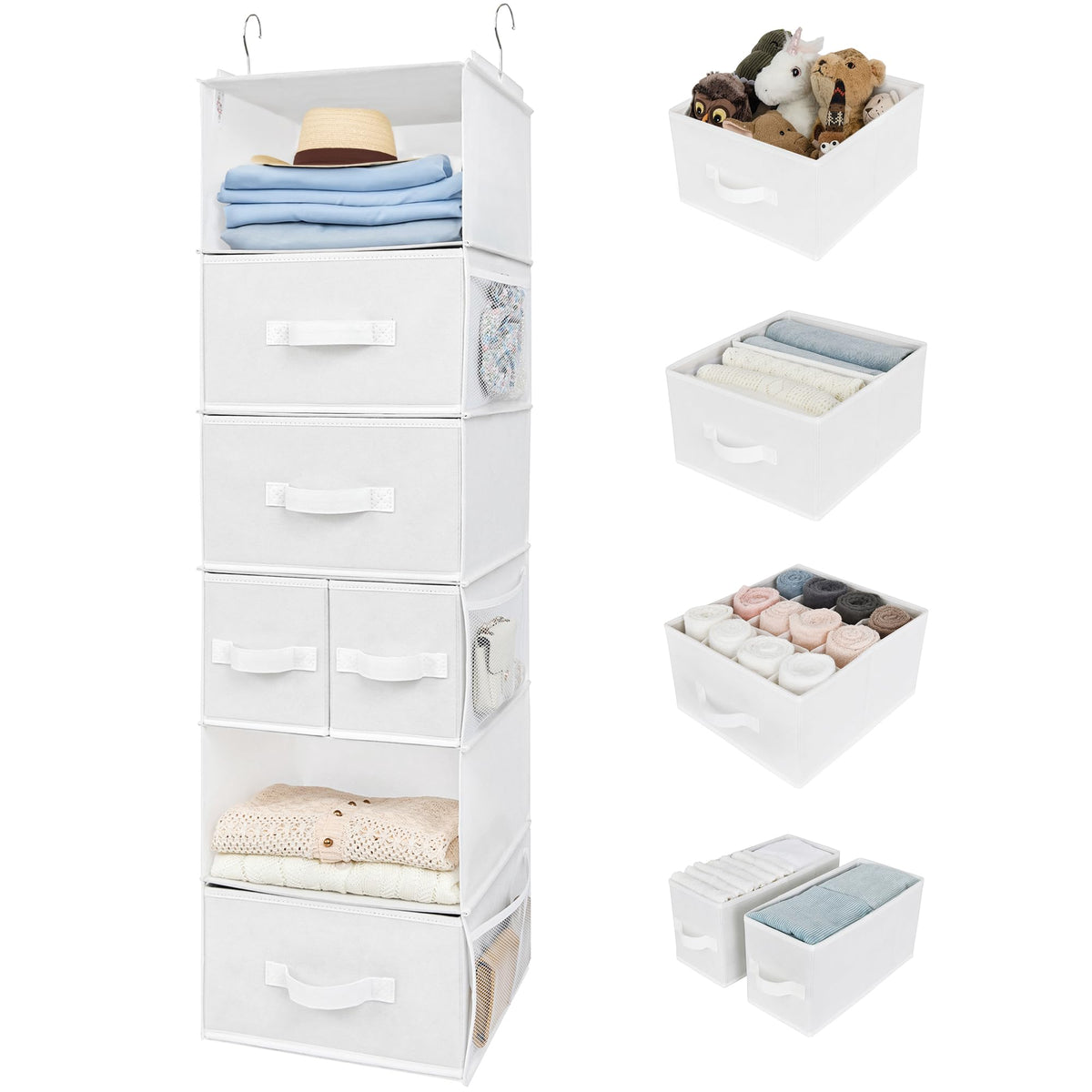 GRANNY SAYS Hanging Closet Organizer, 5 Drawers, 6 Shelves, 6 Pockets, Gray
