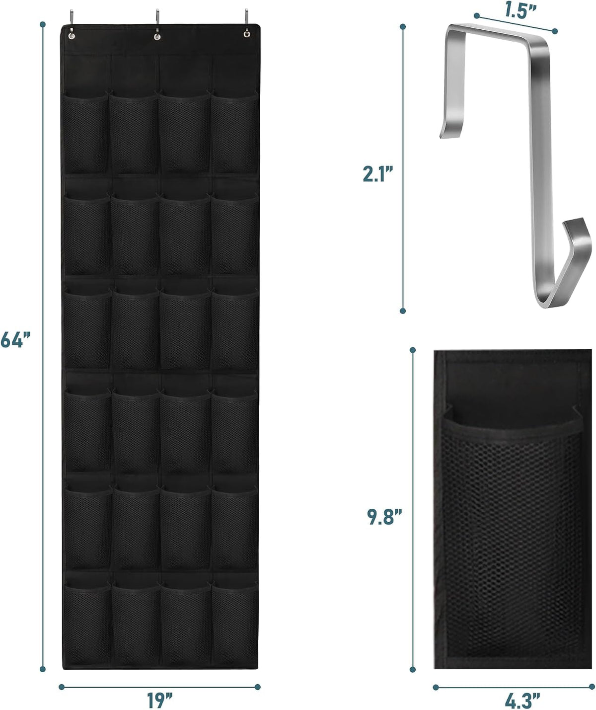 24 Large Pockets Upgraded Over the Door Shoe Organizer, Enhanced Hanging Solution Holder Closets, Shoe Cabinets for Everyone