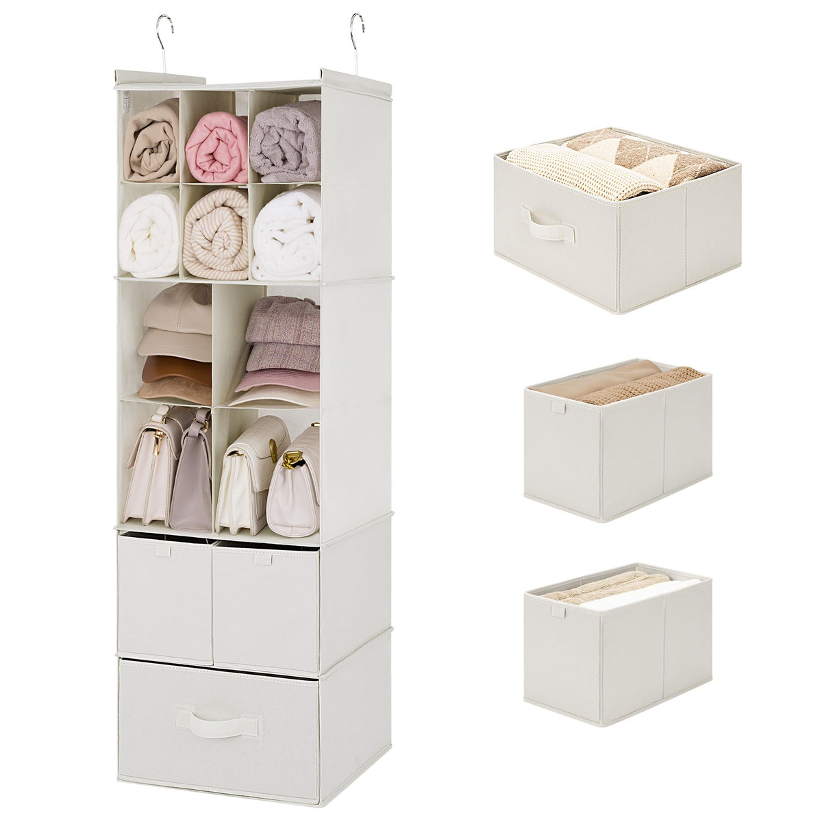 GRANNY SAYS Hanging Closet Organizer, 5 Drawers, 6 Shelves, 6 Pockets, Gray