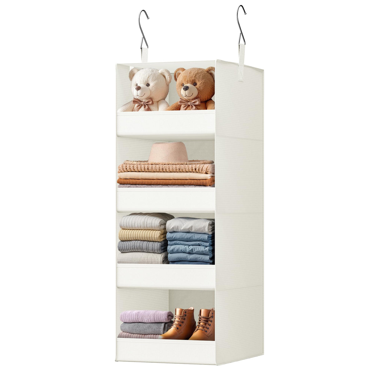 GRANNY SAYS 3-Shelf Hanging Closet Organizer, Foldable Storage, Gray